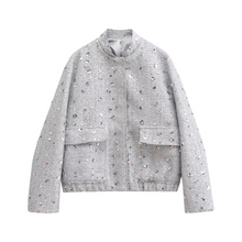 Load image into Gallery viewer, Bomber jacket w/sequins (silver)
