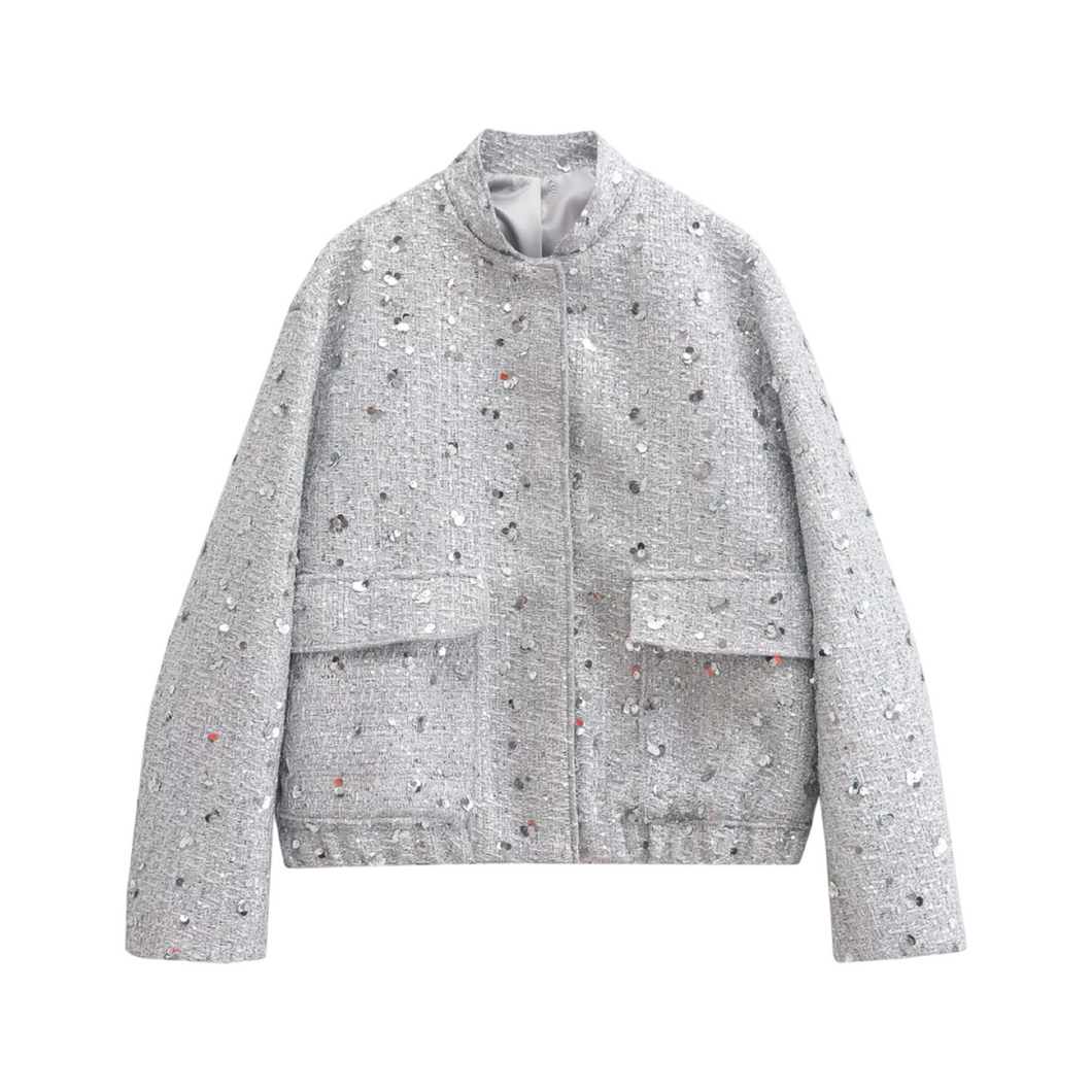 Bomber jacket w/sequins (silver)