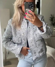 Load image into Gallery viewer, Bomber jacket w/sequins (silver)
